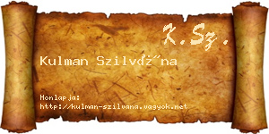 Kulman Szilvána névjegykártya